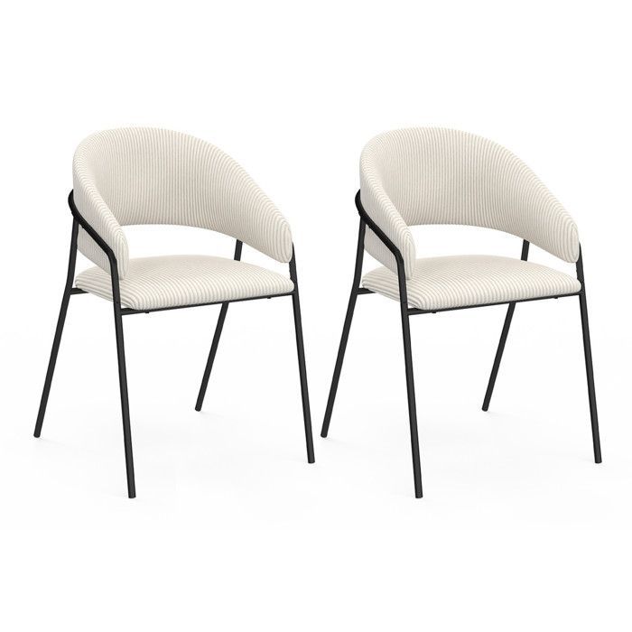 IDMARKET Lot de 2 chaises de salle à manger VINI en velours côtelé beige