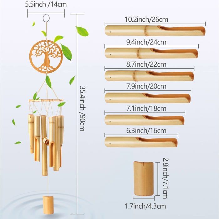 Chime of the tree of life, musical chime of hand-made wood for garden decoration, patio