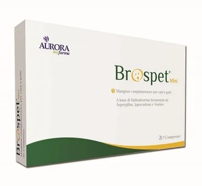Brospet Mini 20 comprimidos, suplemento para regular a defecação de cães.
