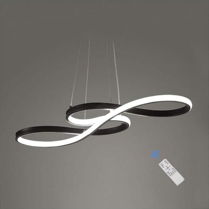DORLINK Suspension LED Moderne 52W Noir - Dimmable avec Télécommande - Luminaire Design pour Salon Chambre Cuisine