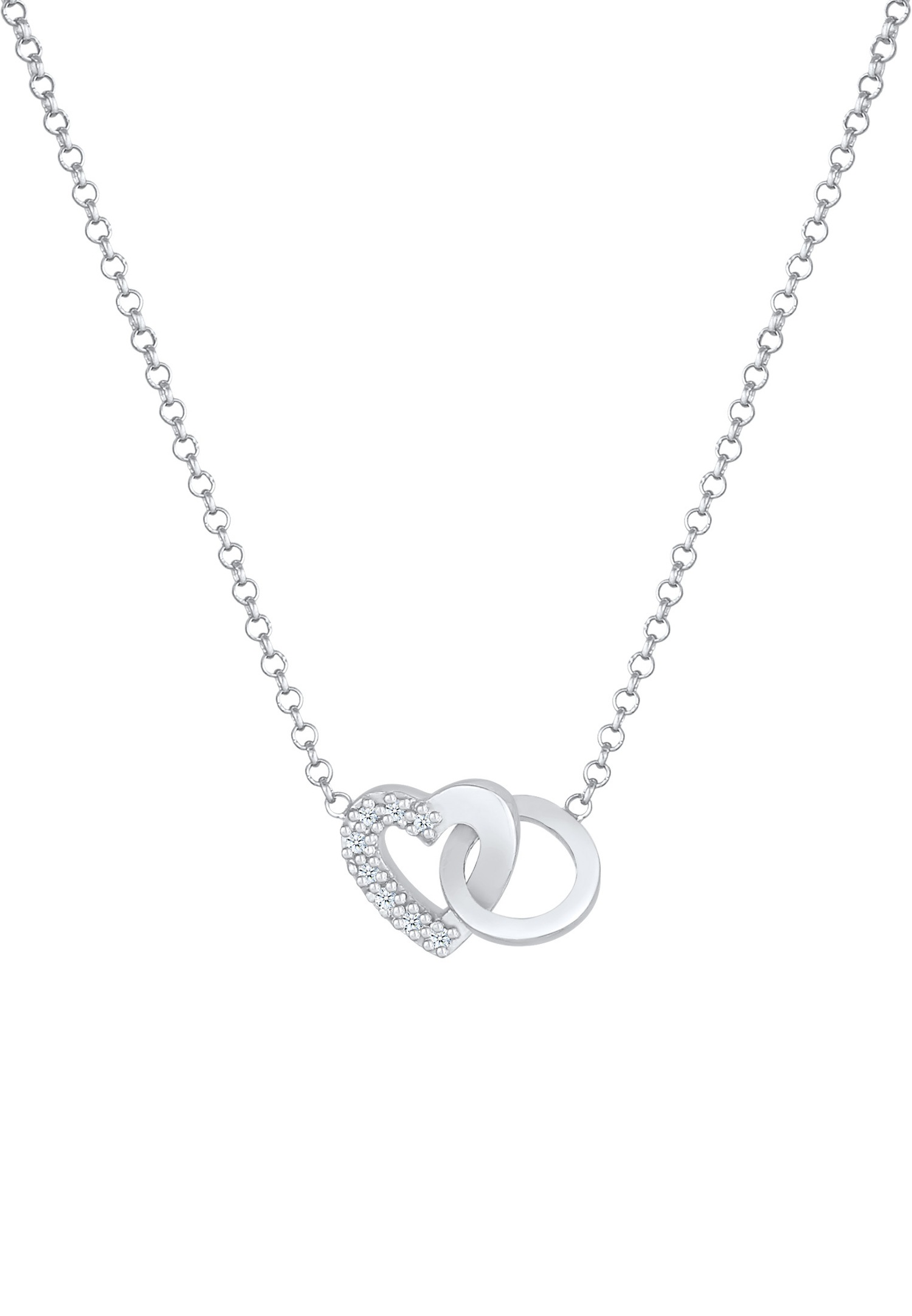 Elli DIAMONDS Pendentif coeur dame amour avec diamant (0,04 ct.) en argent sterling 925
