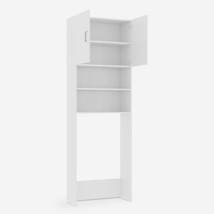Meuble de buanderie colonne - AHD - Garda Ivory - 2 portes - 2 étagères - Peu encombrant