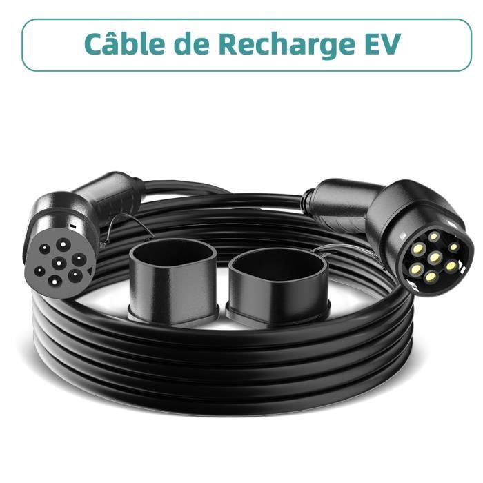 JATRHG Câble de Recharge EV 7.2KW 32Amp /Monophasée/ 5 mètres/Véhicule électrique et Hybride Rechargeable de Type 2 à Type 2