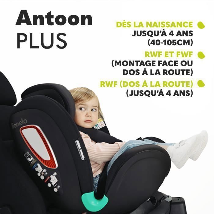 LIONELO Antoon Plus i-Sofix Bilbarnstol 40-105 cm - ISOFIX - Grupp 0+/1 - 360° vridbar bas