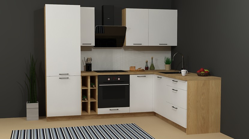 Komplet kuchenny narożny Top Line 2 255x200 cm śnieżny super mat
