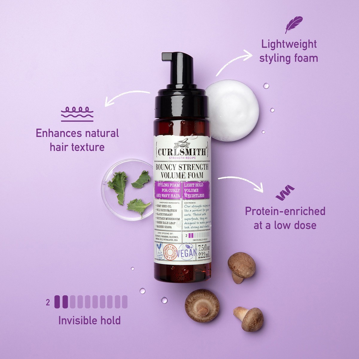 Curlsmith Bouncy Strength objemová pena na vlasy - 222 ml