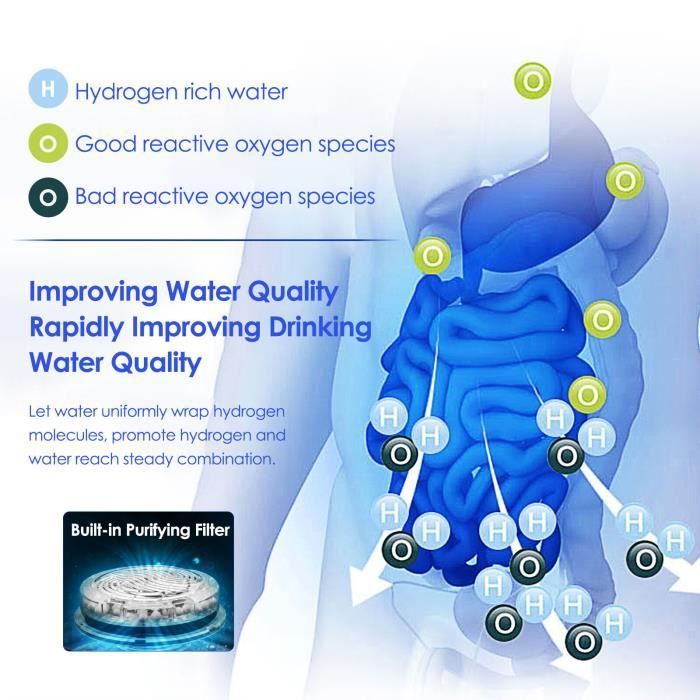 Ionizzatore d'acqua alcalina, 220V, bottiglia d'acqua ricca di idrogeno da 2 litri, filtro per l'acqua, generatore di acqua potabile idrogenata