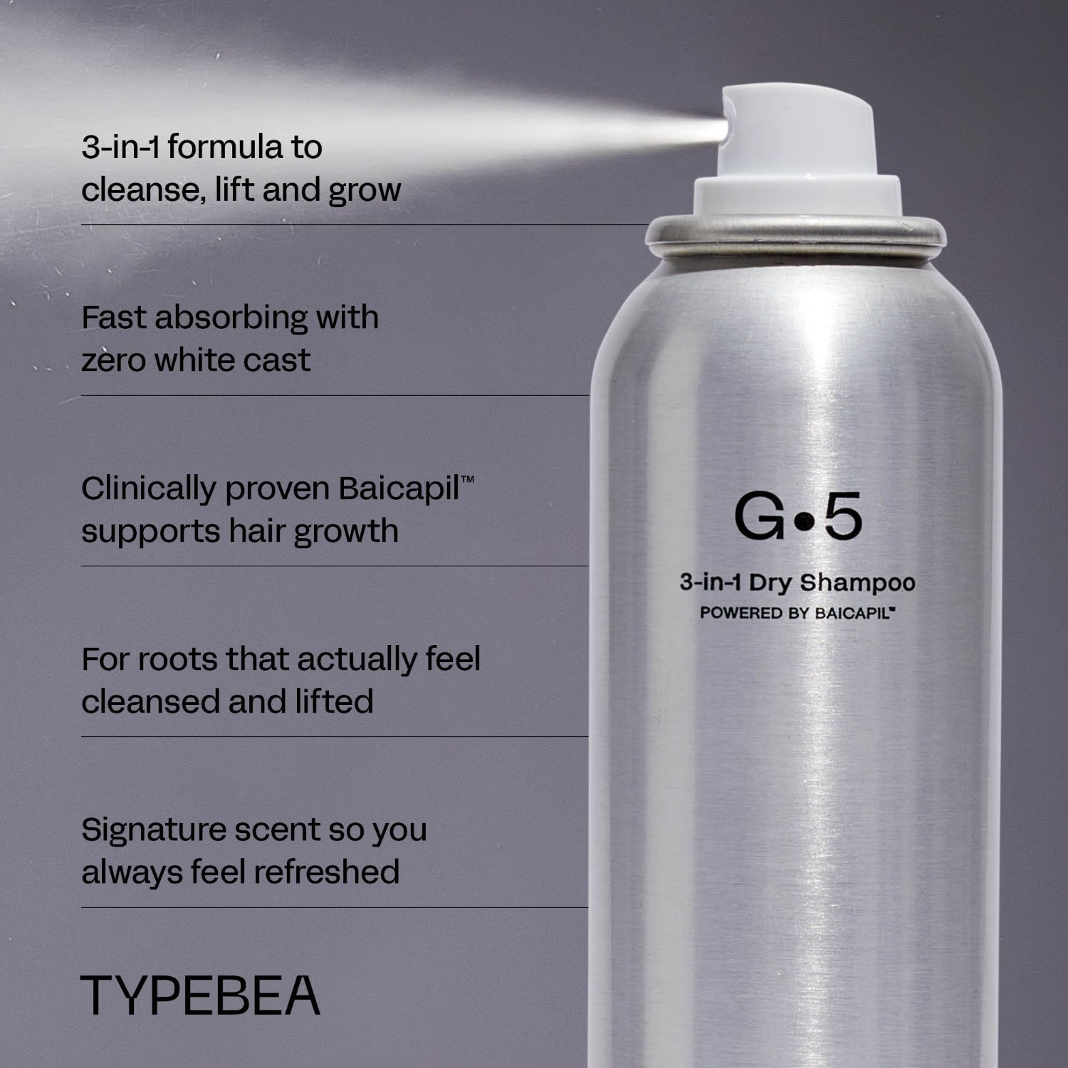TYPEBEA suhi šampon G•Line G5 3-v-1 suhi šampon – 76 ml
