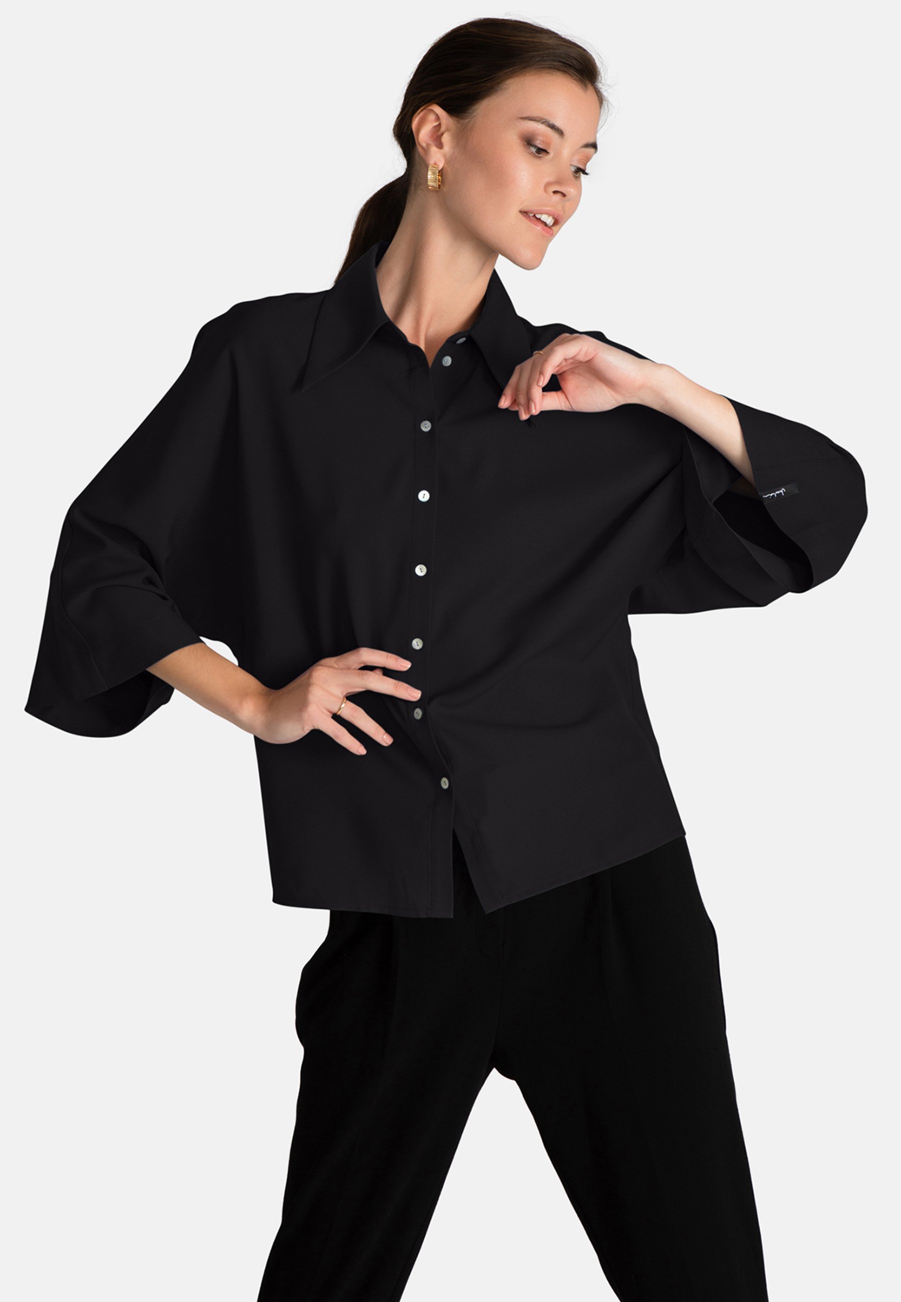 Jascha Stockholm blouse met knoopsluiting - zwart