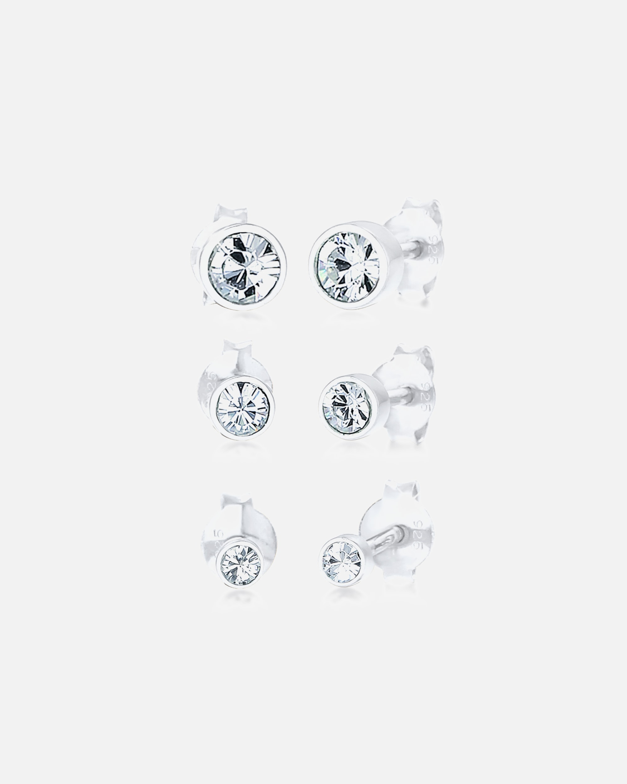 Elli Femmes Clous d'oreilles Set Étincelant avec Cristaux en Argent Sterling 925