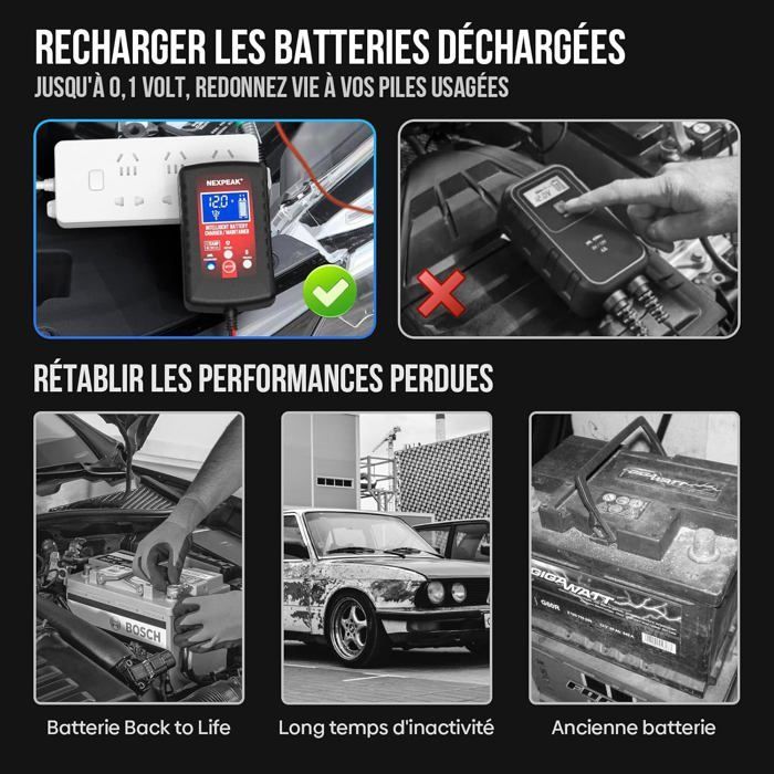 Cargador de batería para coche de 1,75 A, 6 V y 12 V, cargador de batería inteligente totalmente automático, cargador de mantenimiento