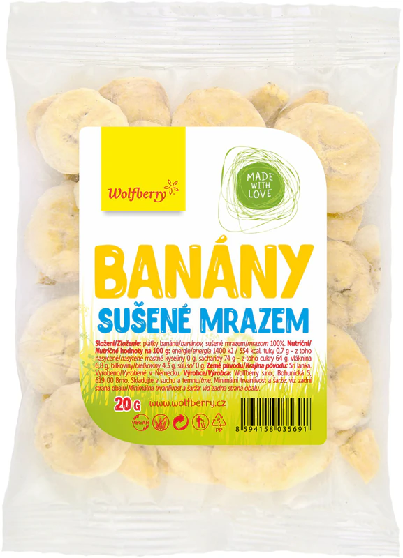 Bananas liofilizadas com goji