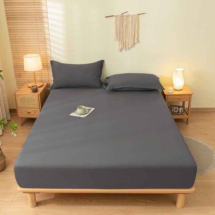 Ropa de cama - Sábana bajera ajustable gris oscuro - Sábana bajera ajustable - Sábana bajera ajustable de 180 x 200 cm - Sábana bajera ajustable de fibra sintética - Sábana bajera ajustable de 30 mm de grosor