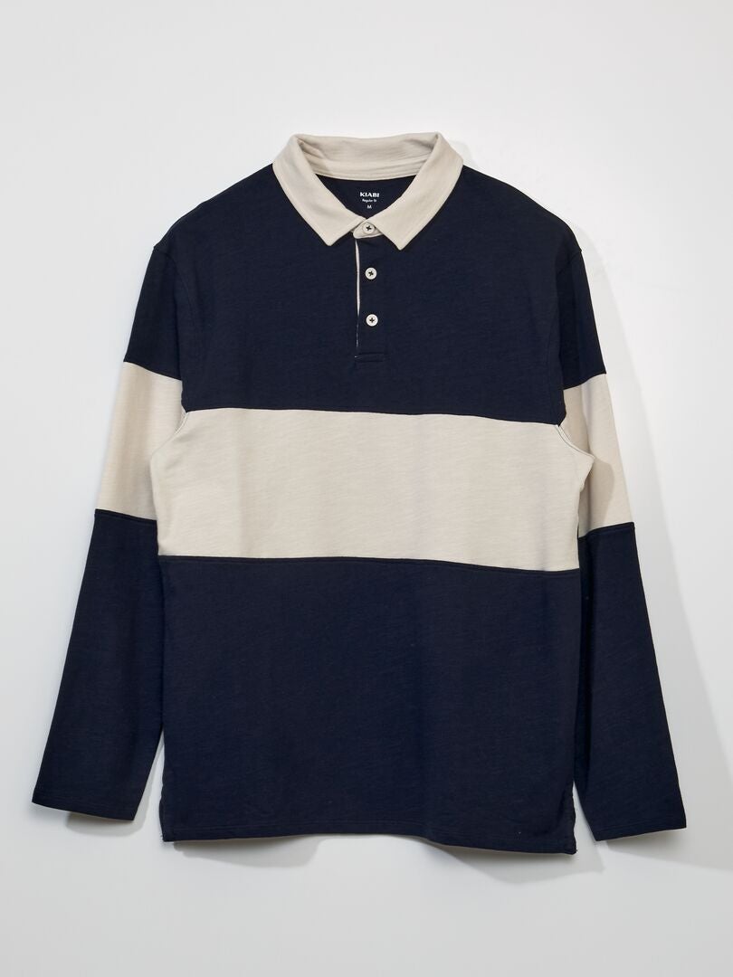 Camisa polo estilo rugby - Azul