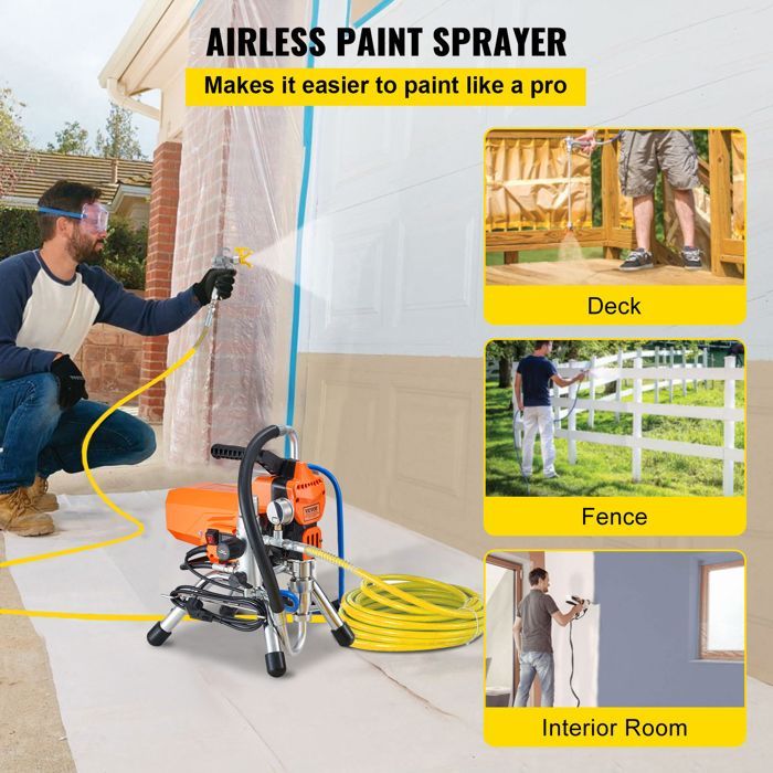 Pulverizador sin aire con manguera de alta presión - VEVOR - para suministros de pintura de interiores y exteriores y cercas