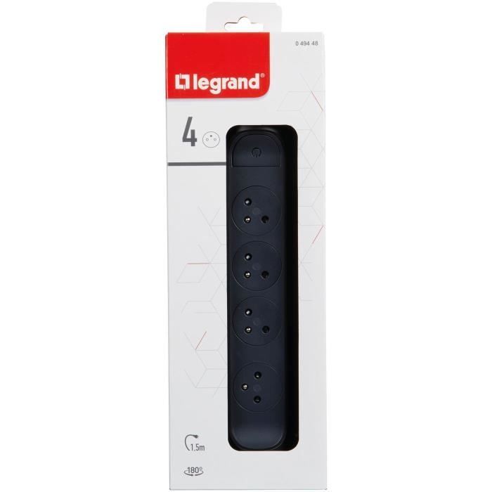 LEGRAND FB 4x2P+T Premium-Steckdosenleiste mit Dreh- und Festanschluss, 1,5 m – Schwarz