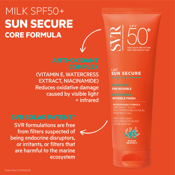 SVR SUN SECURE Sonnenschutzmilch LSF 50+ für Gesicht und Körper, 250 ml