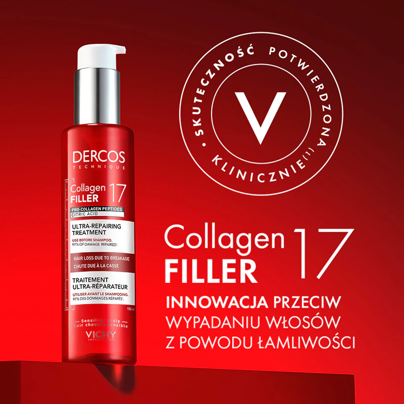 Vichy Dercos Collagen Filler 17 regeneračná kúra pre slabé vlasy so sklonom k vypadávaniu