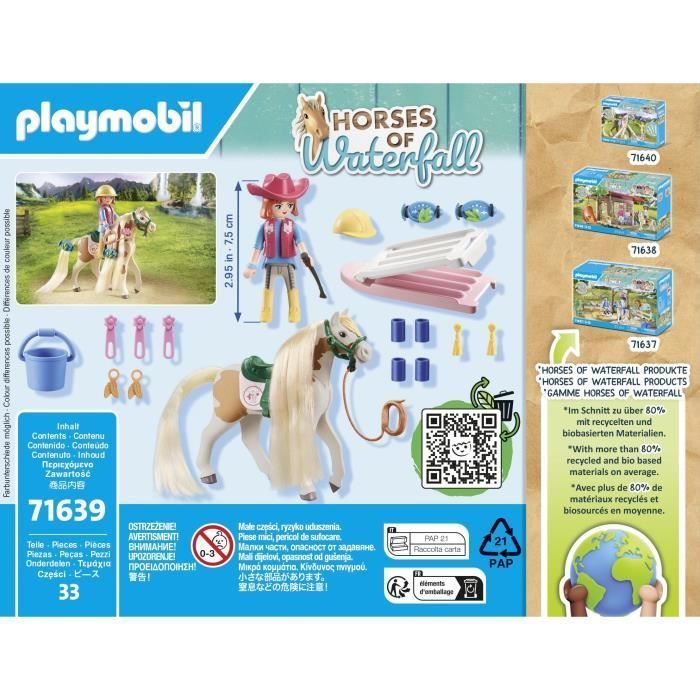 PLAYMOBIL 71639 Ellie avec cheval, Horses of Waterfall, 33 pièces, Dès 4 ans