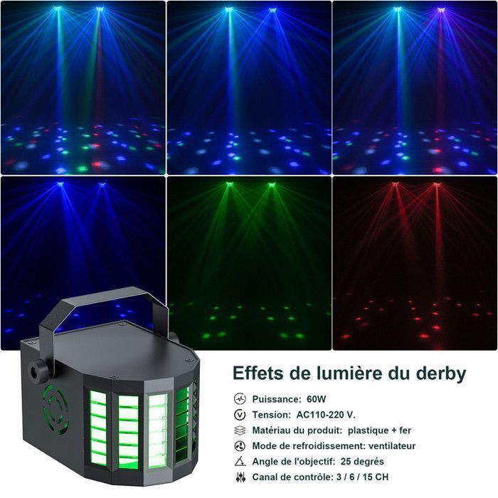 Conjunto UKing de 6 focos compactos y potentes + máquina de humo + soporte ajustable Luces para DJ Luces de escenario