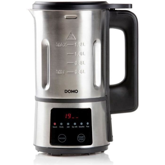 Frullatore riscaldato DOMO - Acciaio inox - 1,2 L - 6 programmi - 800 Watt - DO727BL