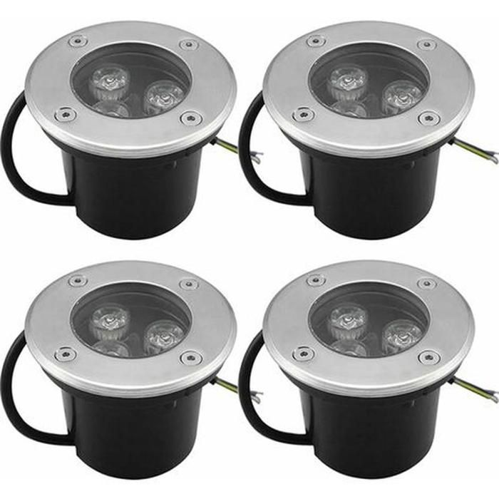 Spots LED encastrables d'extérieur – Lot de 4 (3 W, IP65) – Luminaires de terrasse ronds encastrables – Blanc chaud