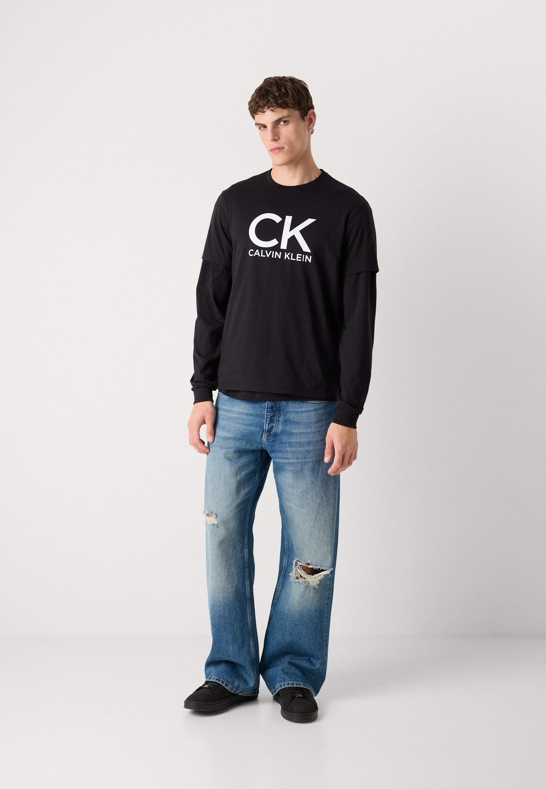 T-shirt graphique Calvin Klein Jeans - T-shirt imprimé - noir