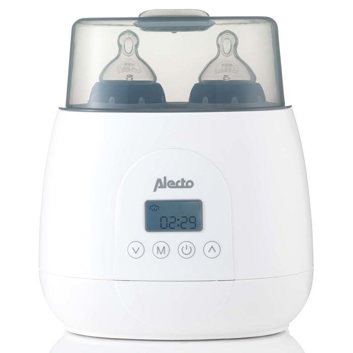 Calientabiberones doble digital rápido Alecto BW700TWIN para calentar, esterilizar y descongelar, color blanco.