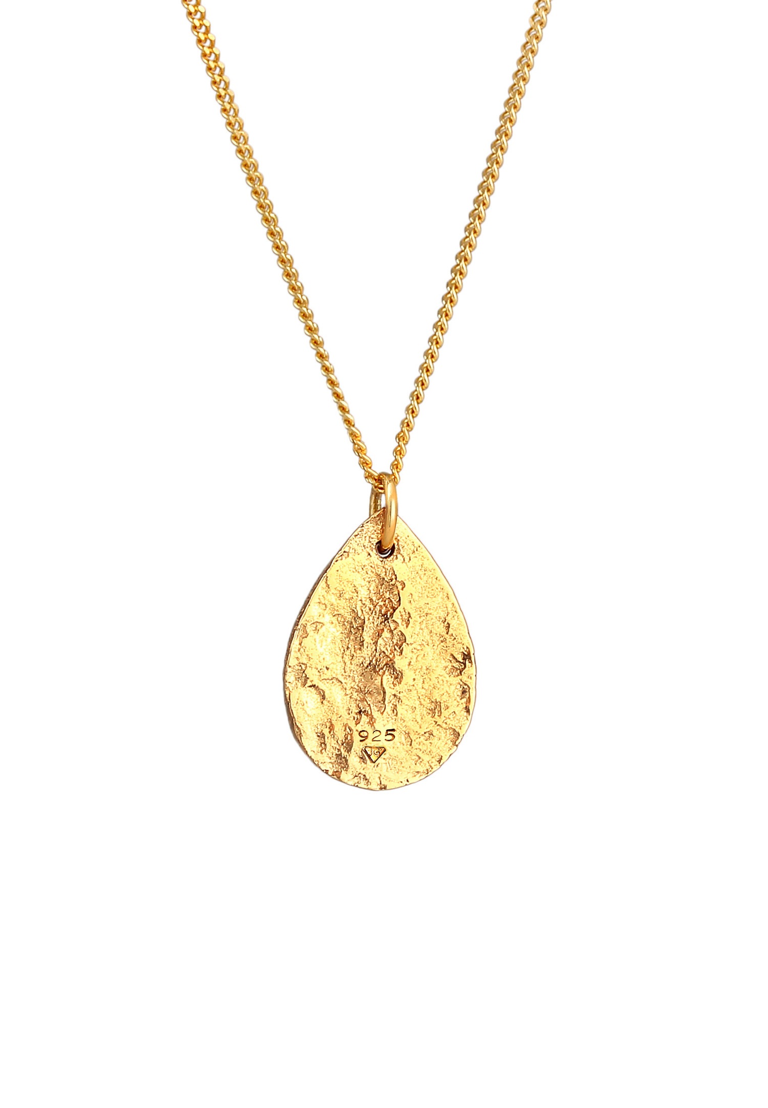 Elli Pendentif plaquette pour dames Vintage structuré en 925/1000 argent massif et plaqué or
