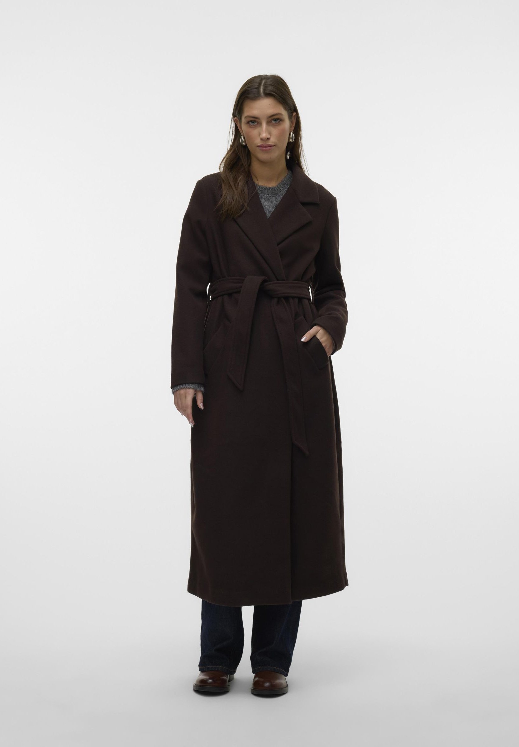 Vero Moda VMFORTUNEAYA LONG - Klassieke jas - chocoladetaart