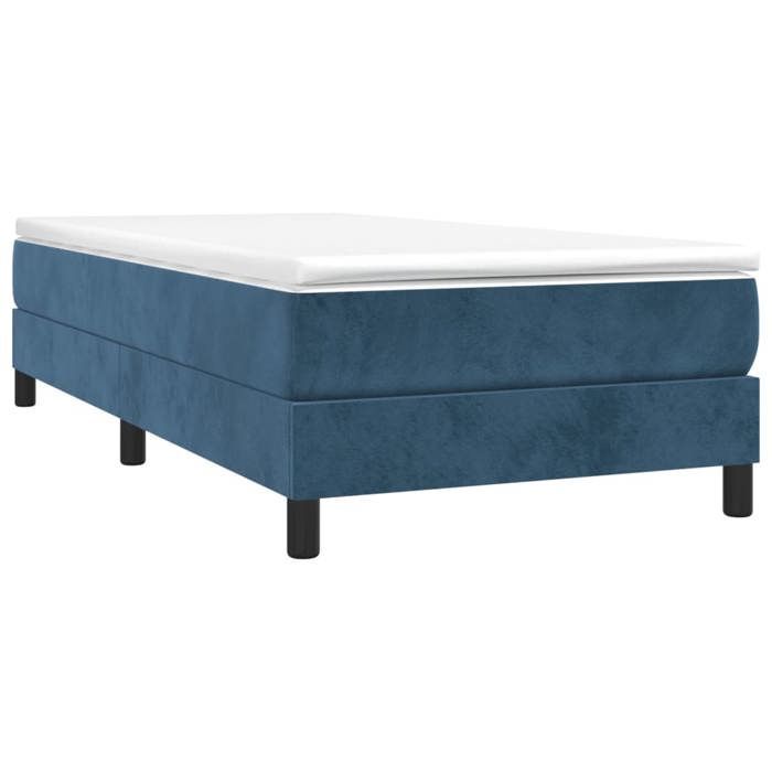 Struttura letto con materasso - Maison Exclusive - Velluto blu scuro - 80x200 cm - Massimo relax