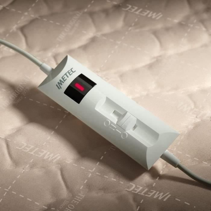 Cubrecolchón calefactable - Imetec - Calentador de cama para cama doble de 150 x 137 cm - 2 controles con 2 ajustes de temperatura - Lavable