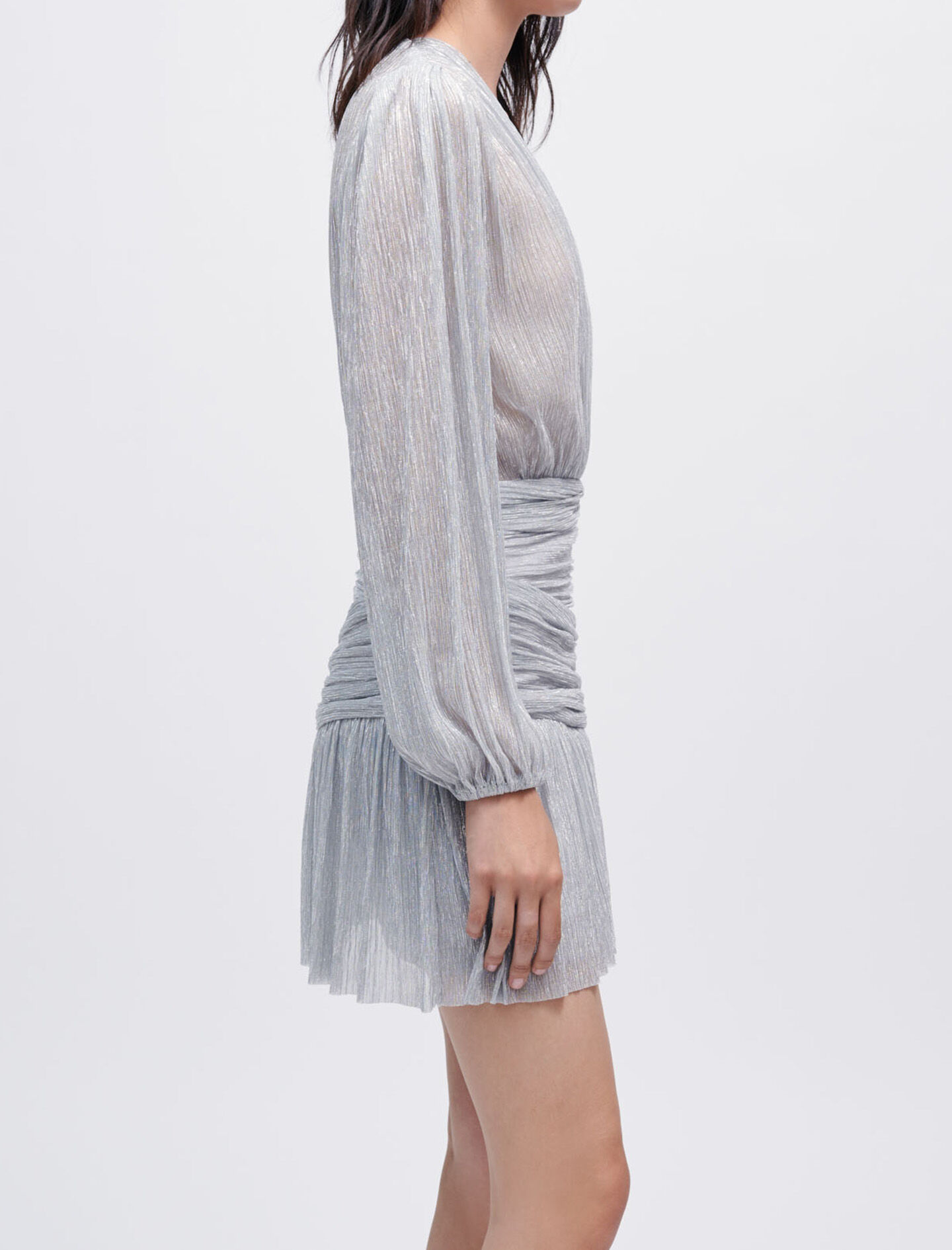 Rochie drapată din lurex - Argintiu
