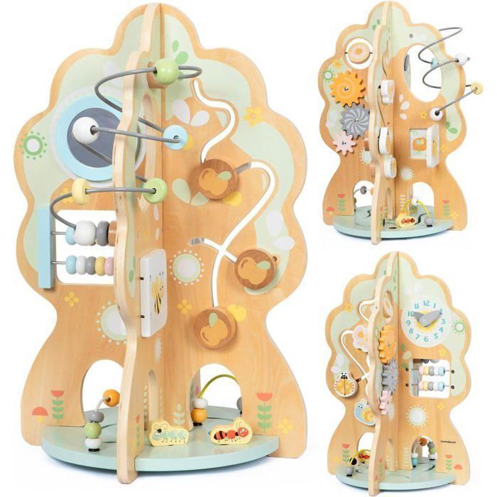 Jouet d'Activité Éducatif - Mamabrum - Forme d'arbre - 10 en 1 - Miroir - Engrenages - Horloge