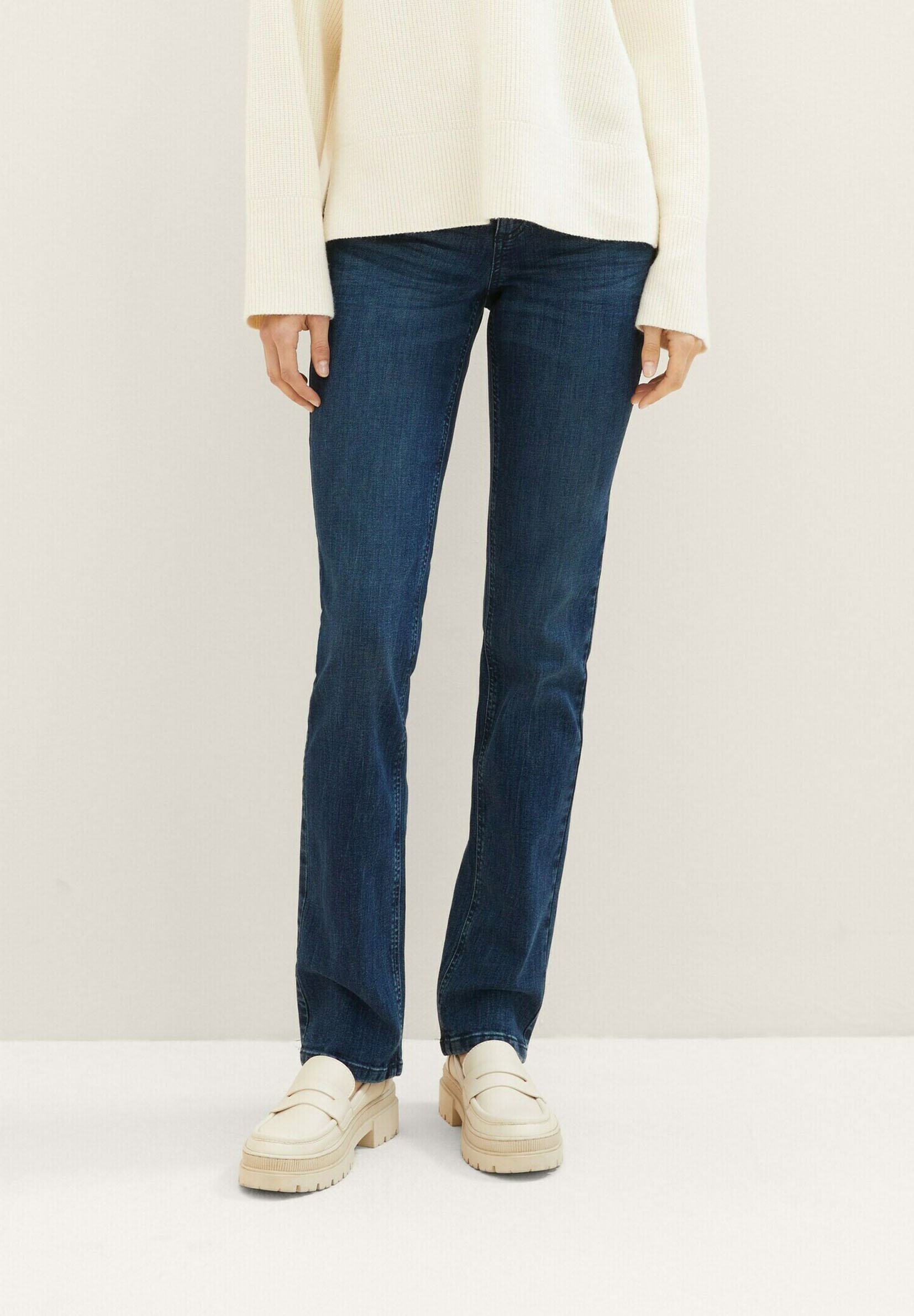 TOM TAILOR TTALEXA Straight - Rechte jeans - donkere stonewashed denim
