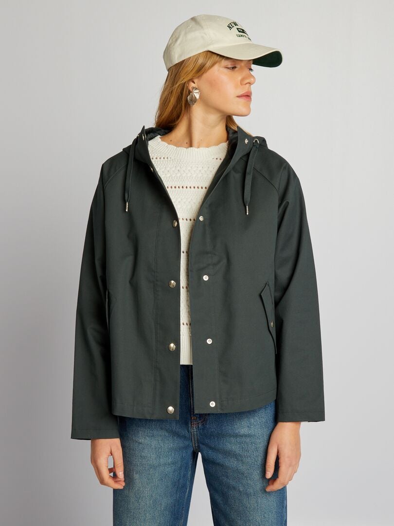 Parka curta impermeável - Cáqui