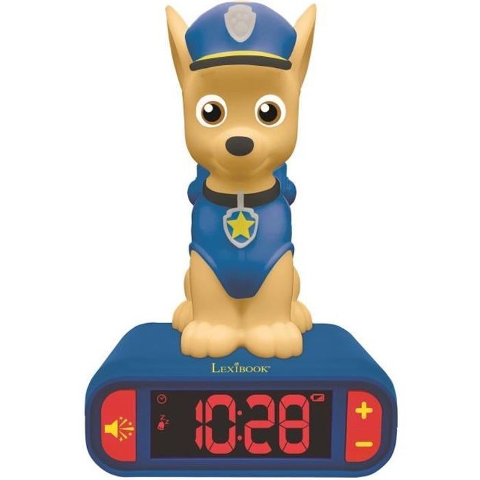 LEXIBOOK Digital Alarm Clock Night Light - Paw Patrol - Chase 3D Light and Sound - Blue - Child