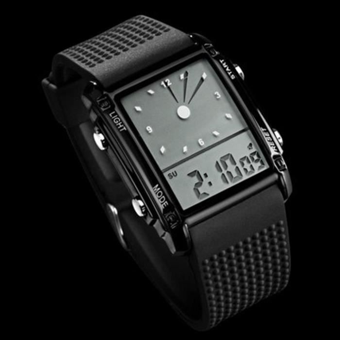 Orologio da uomo SHARPHY - Doppio display - Analogico e digitale - Orologio sportivo a LED - Nero