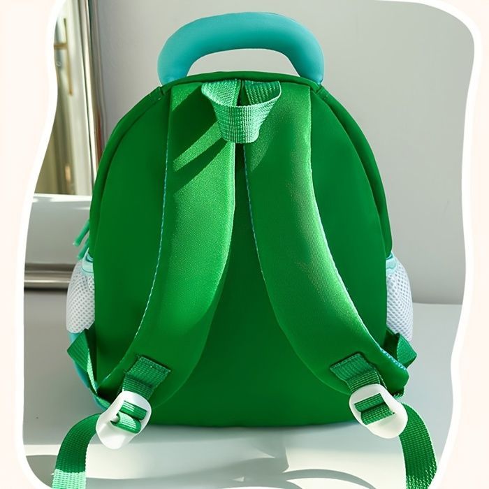 Mochila escolar infantil con diseño de dibujos animados - Verde y amarillo - Para niños de preescolar a 2.º a 6.º grado - Tejido fácil de limpiar - Mochila plegable