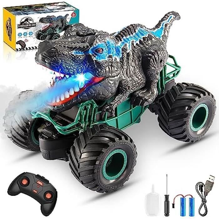 Coche de juguete de dinosaurio con control remoto - Todo terreno - Luces LED - Para niños de 3 a 8 años