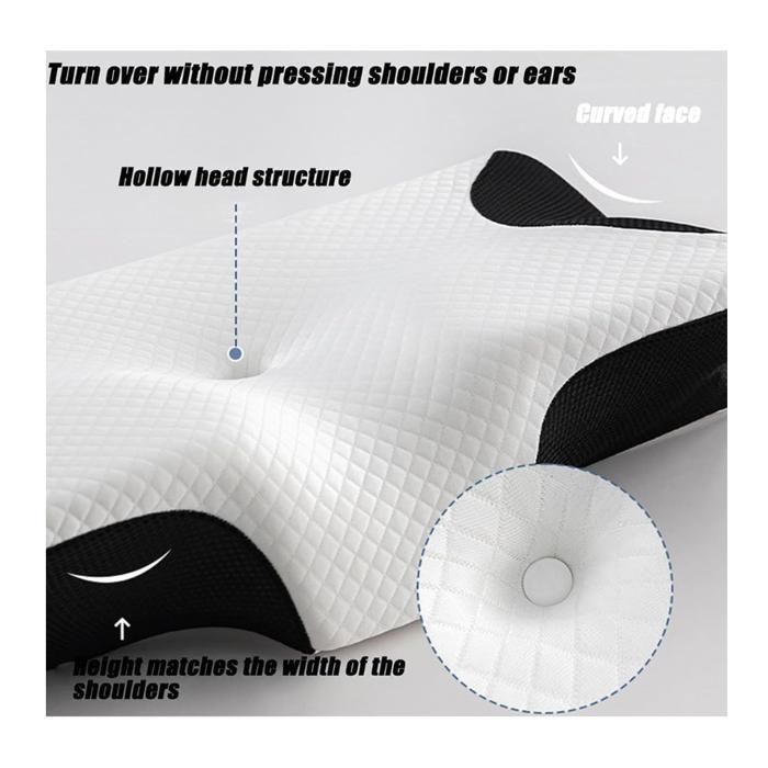 Almohada para la apnea del sueño, almohada antironquidos y para la apnea posicional, almohada cervical ergonómica de espuma viscoelástica (blanca)