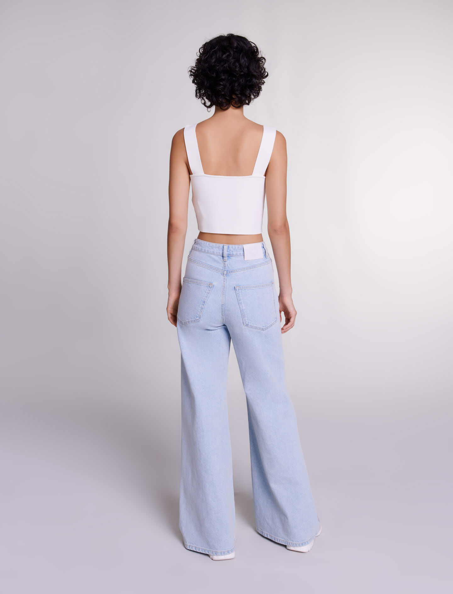 Gebreide crop top - Gebroken wit