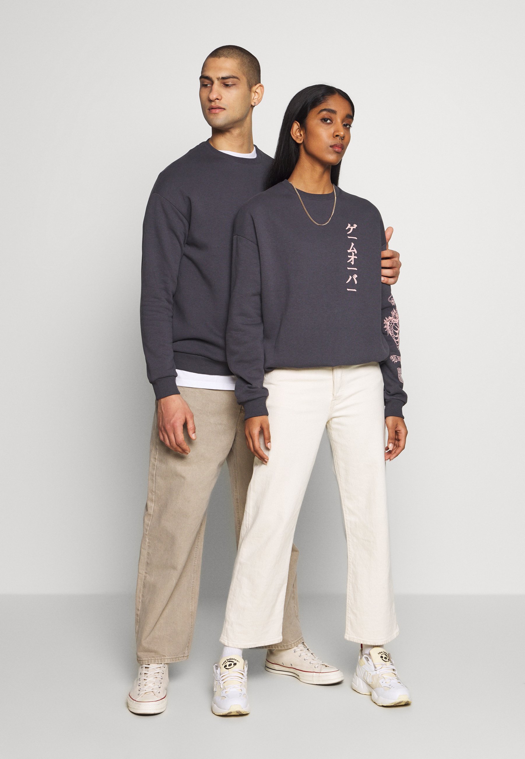 YOURTURN SLEEVES DRAGON CNECK - Sweatshirt - donkergrijs