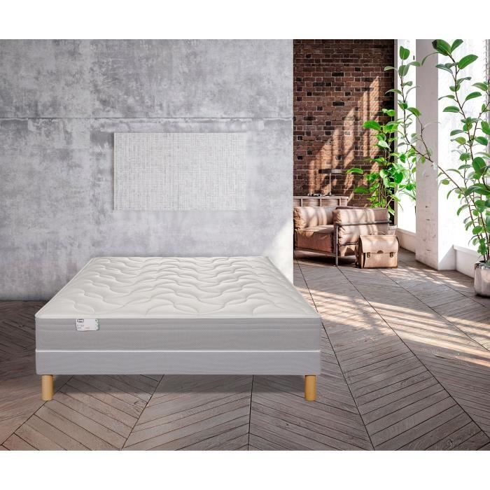 SIMMONS 90 x 190 cm mattress and bed base set, 26 cm high - Fullspring pocket springs - Made in France - R-SW3