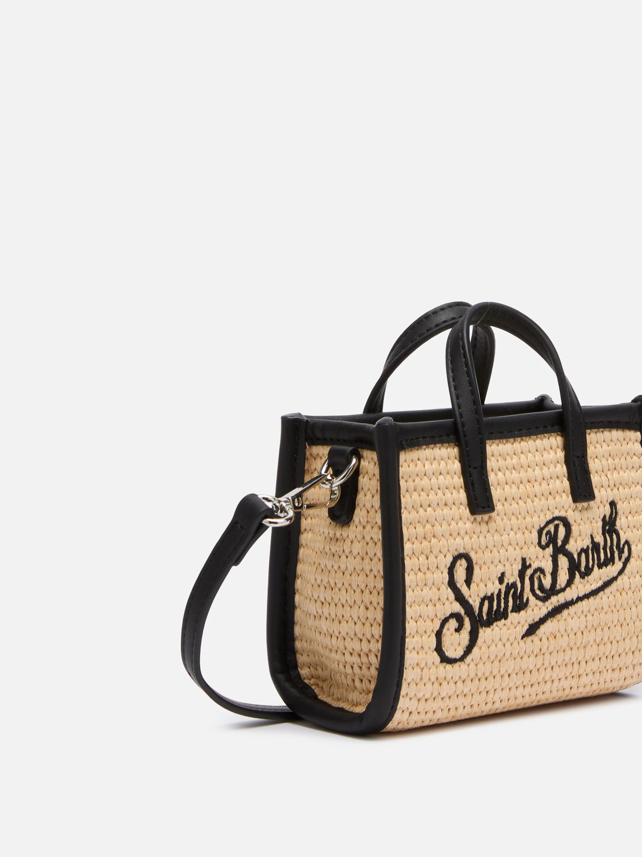 Vivian Micro beige tas met stro-effect