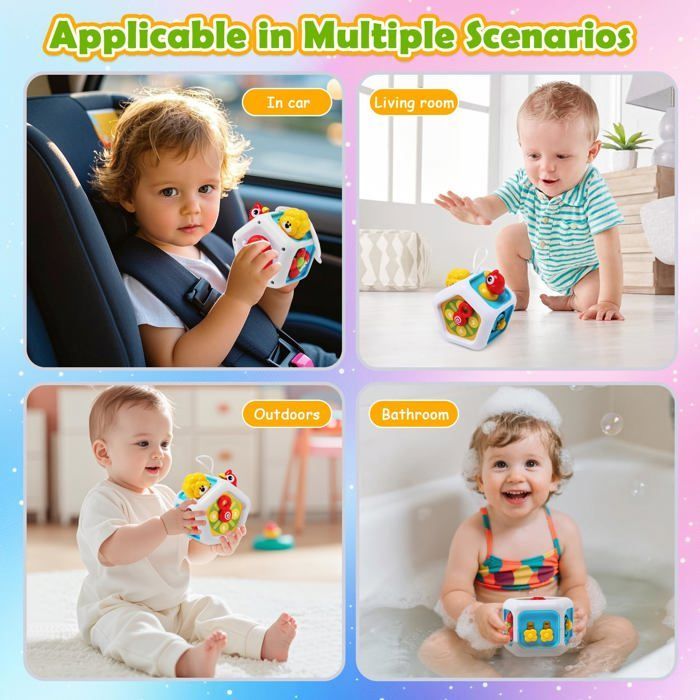 Cube d'Activités Sensoriel Montessori 6 en 1 - Jouet d'Éveil Bébé 1 2 3 Ans, Cadeau Éducatif Voyage Garçon Fille