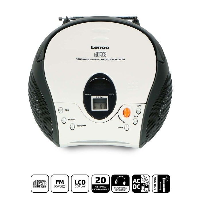 Lenco SCD-24 white - Radio portable avec lecteur CD - Blanc