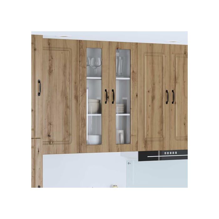 Keukenkast voor aan de muur - vidaXL - Handgemaakt eikenhout - 60x31x100 cm - Samengesteld hout - 3 planken