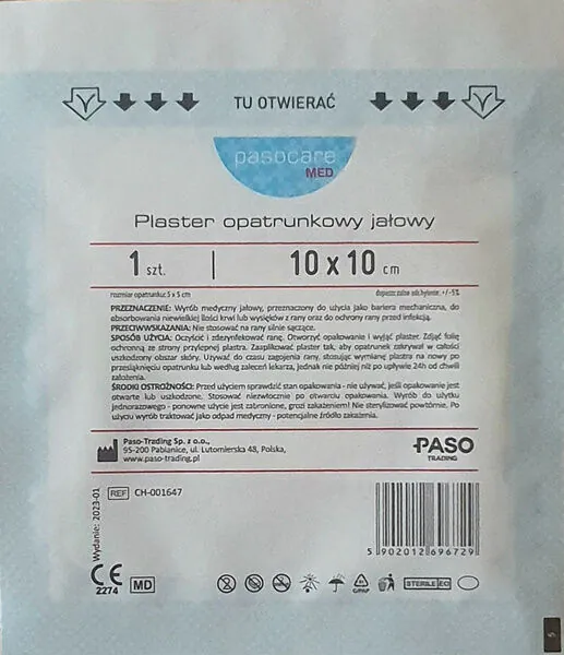 Pasocare Med Plaster z opatrunkiem jałowy 10 x 10 cm 1 szt.