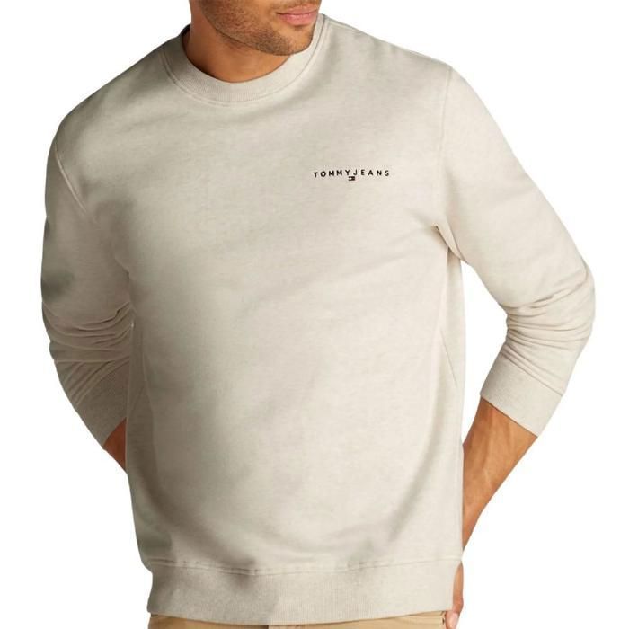 Sudadera beige para hombre Tommy Hilfiger Linear Crew